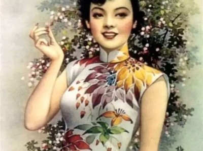 旗袍工笔画图片
